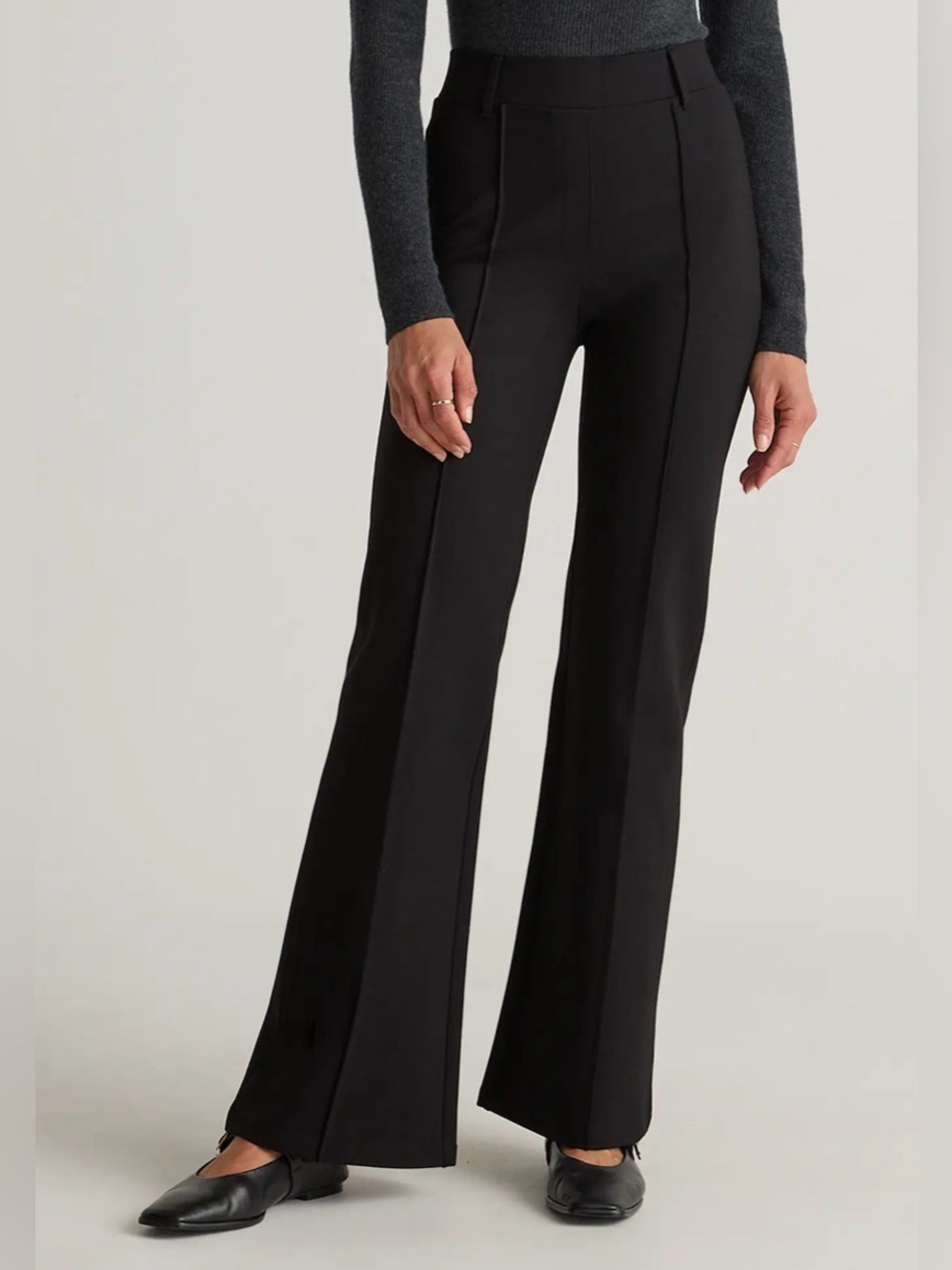Quince Ultra-Stretch Ponte Flare Leg Pants
